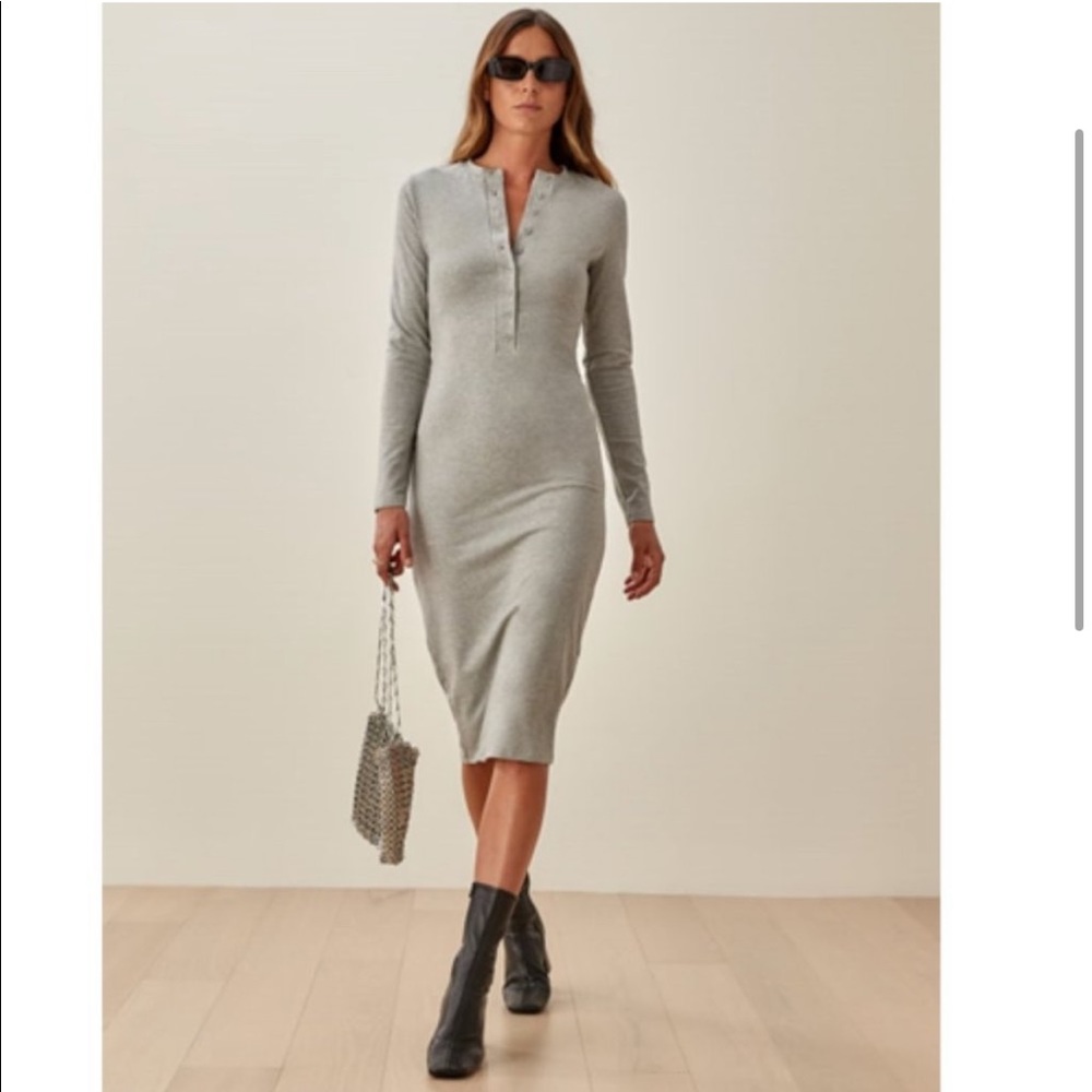NWT Reformation Stein Cotton Long Sleeve Henley Dress